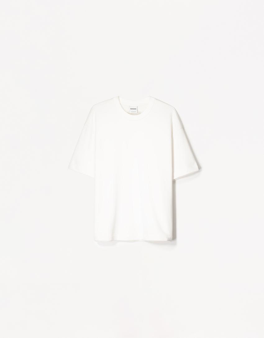 Short sleeve plush T-shirt-White