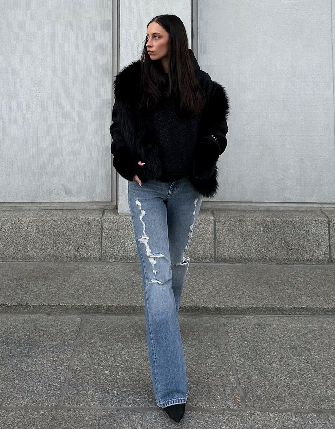 Jeans baggy boca de sino com zíperes