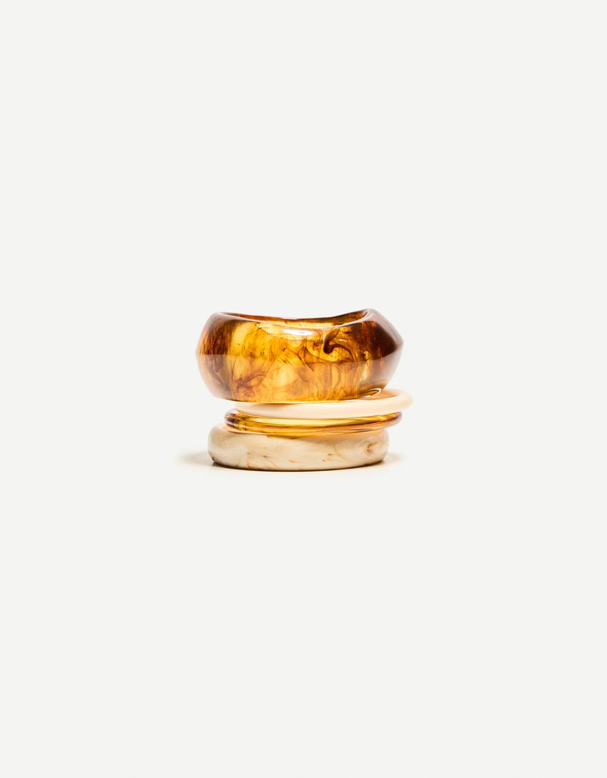 4-pack of mother-of-pearl-effect bracelets-Brown