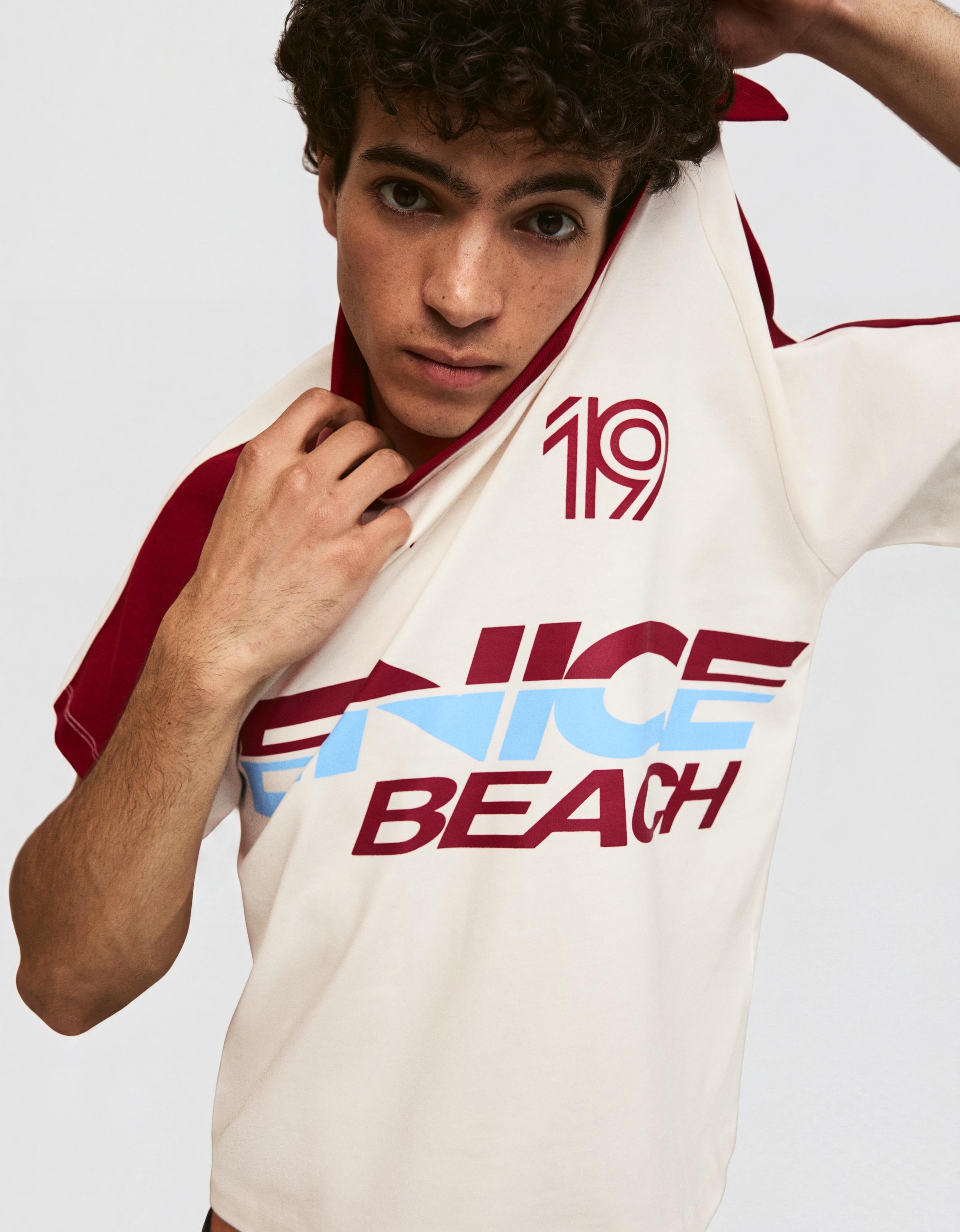 Retro print polo shirt — Maroon