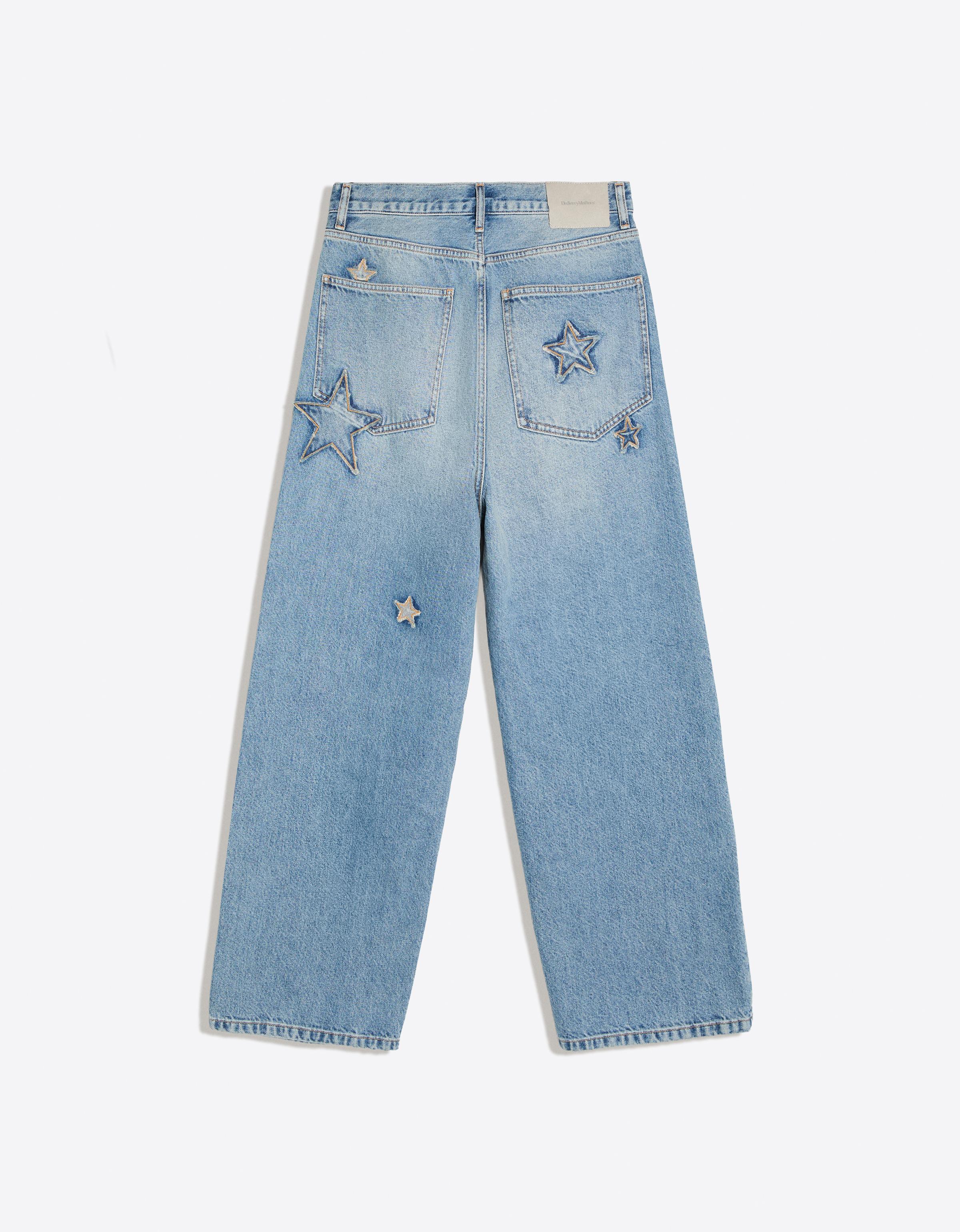 Baggy jeans with star patches — Light blue