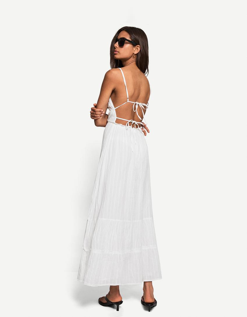 Flounce midi dress-White