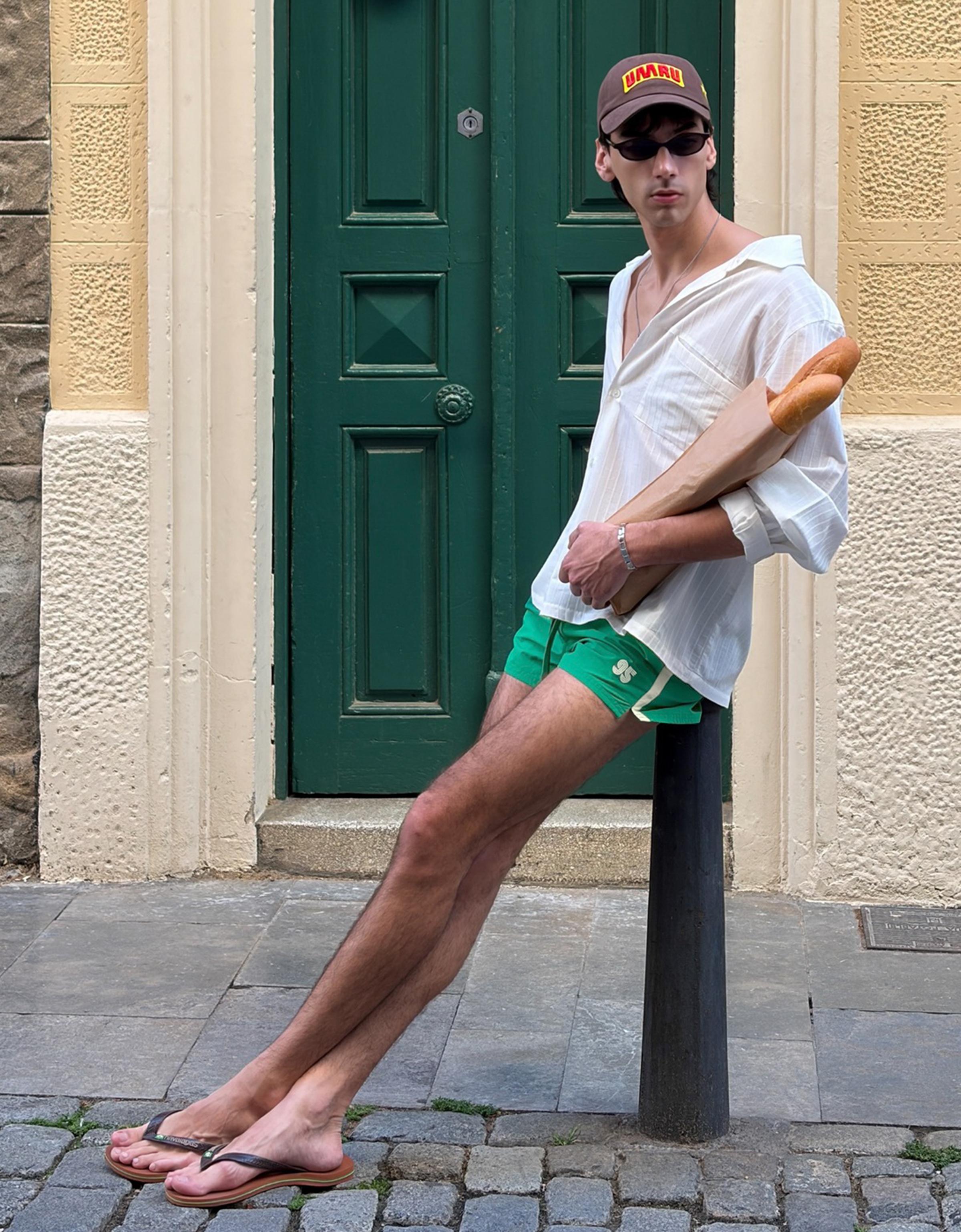 Retro short swim shorts — Green