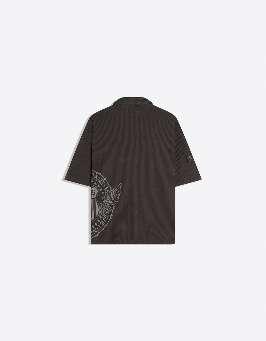 Relaxed fit waffle-knit shirt-Dark grey