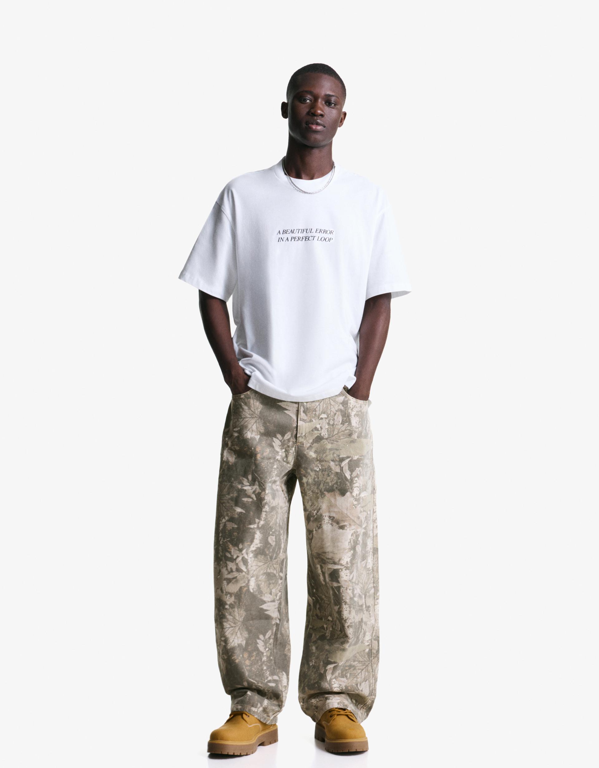 Super baggy printed trousers Trousers Men Bershka