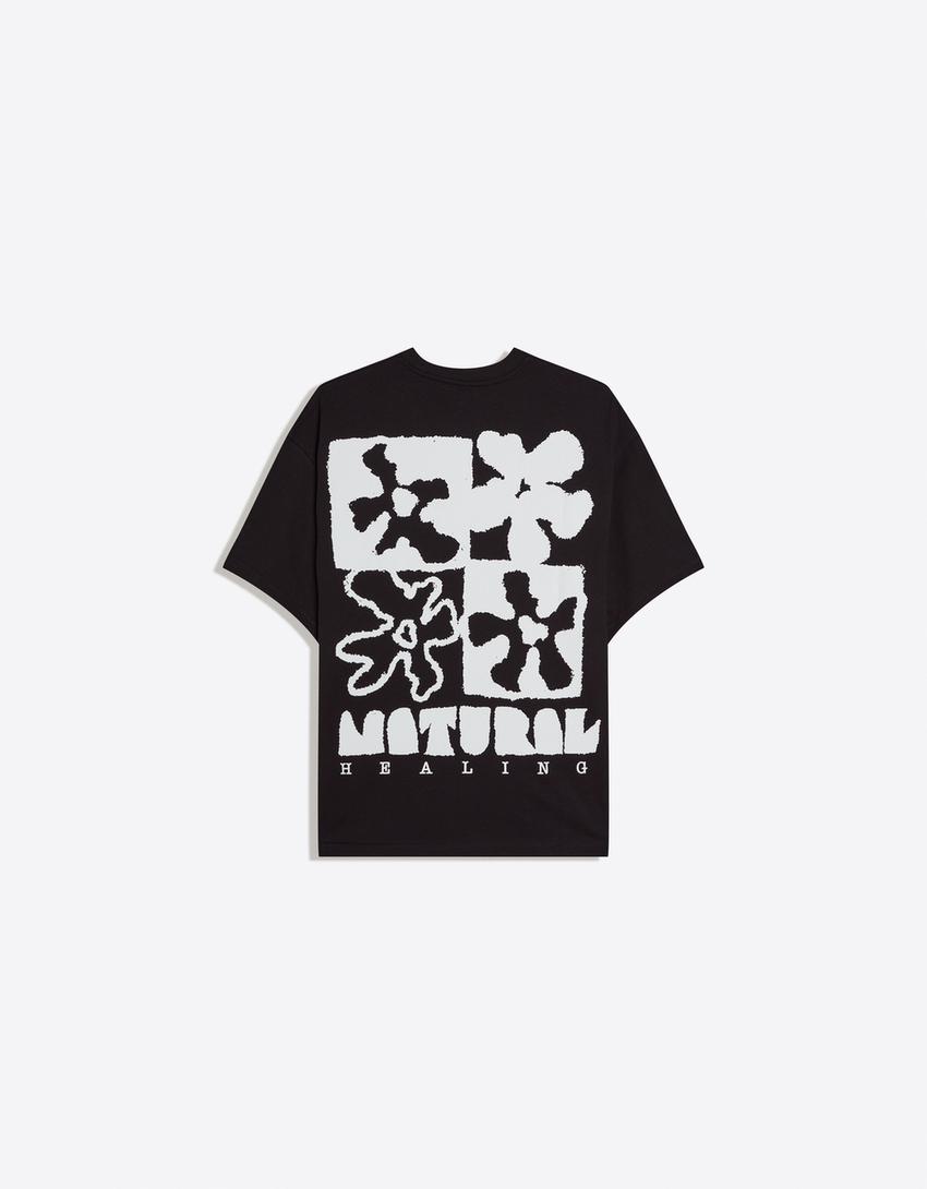 Camiseta manga corta print-Negro