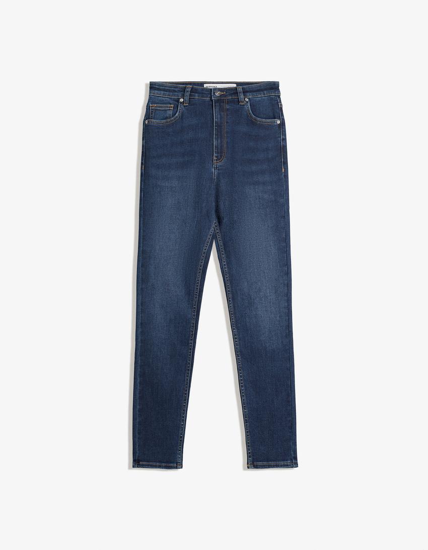 Jeans super taille haute skinny fit soft-Bleu-0