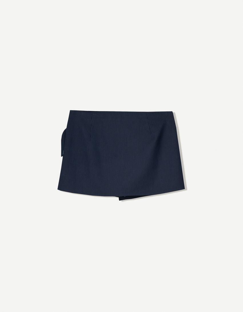 Mini skort with side buckle-Navy-4