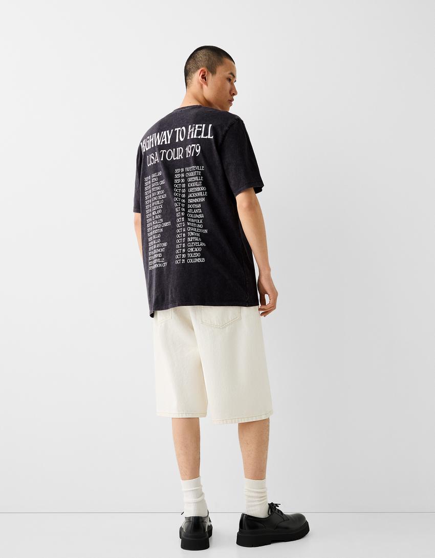 T-shirt dos AC/DC de manga curta com estampado-Preto-1