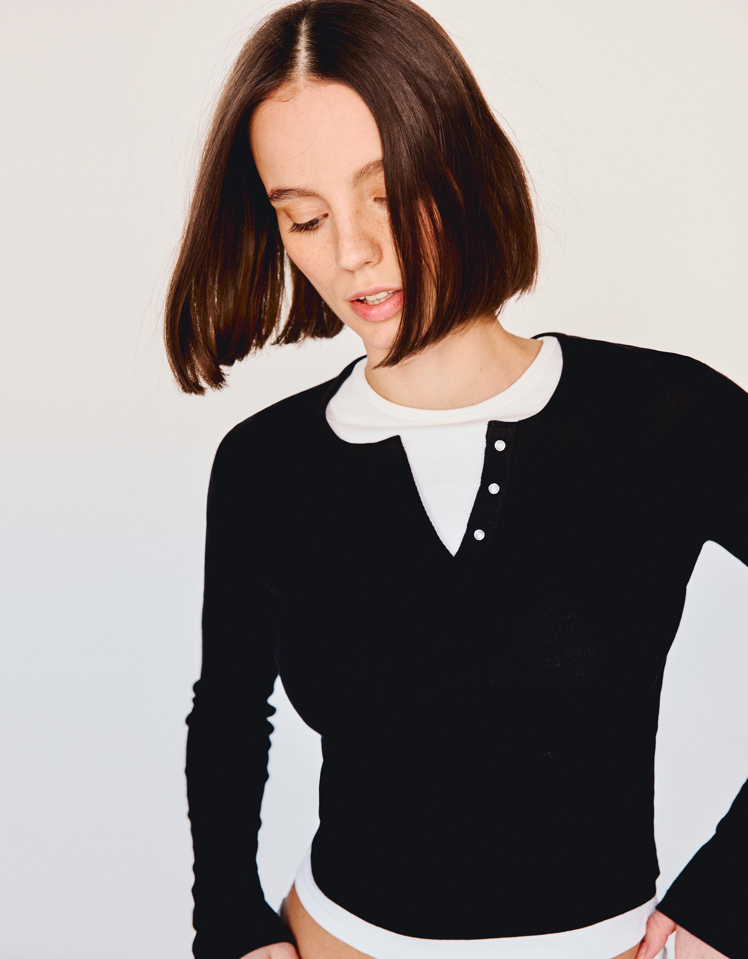 Long sleeve henley T-shirt - T-shirts - BSK Teen | Bershka