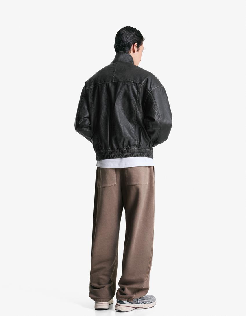 Veste en similicuir-Noir-2