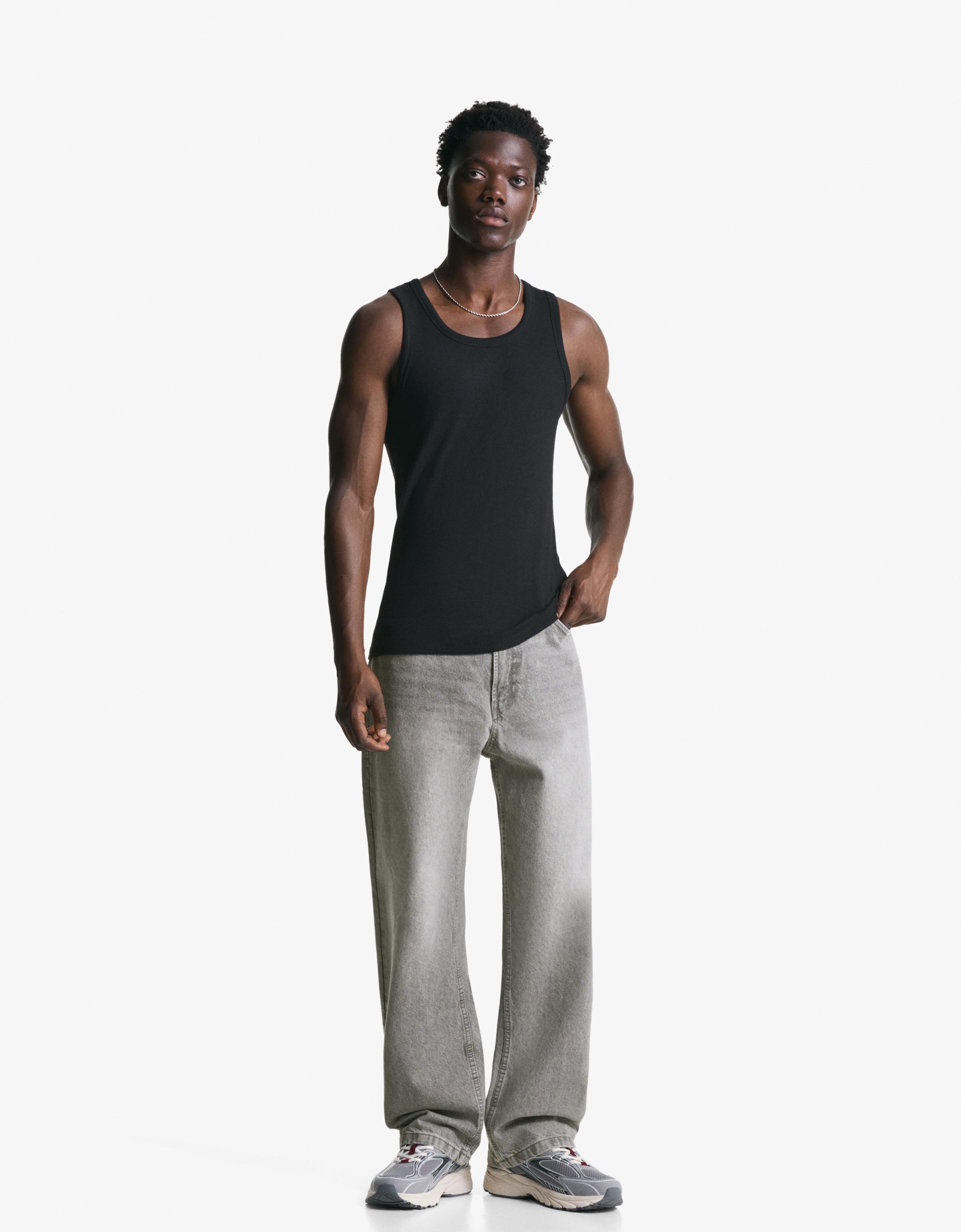 Bershka Baggy Jeans Herren 38 Grau
