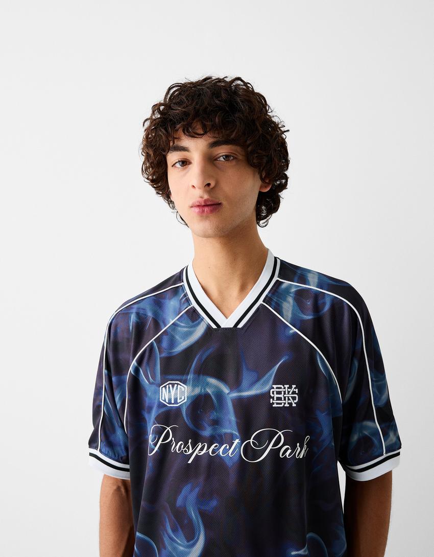 T-shirt sport manches courtes oversize mesh-Bleu-2