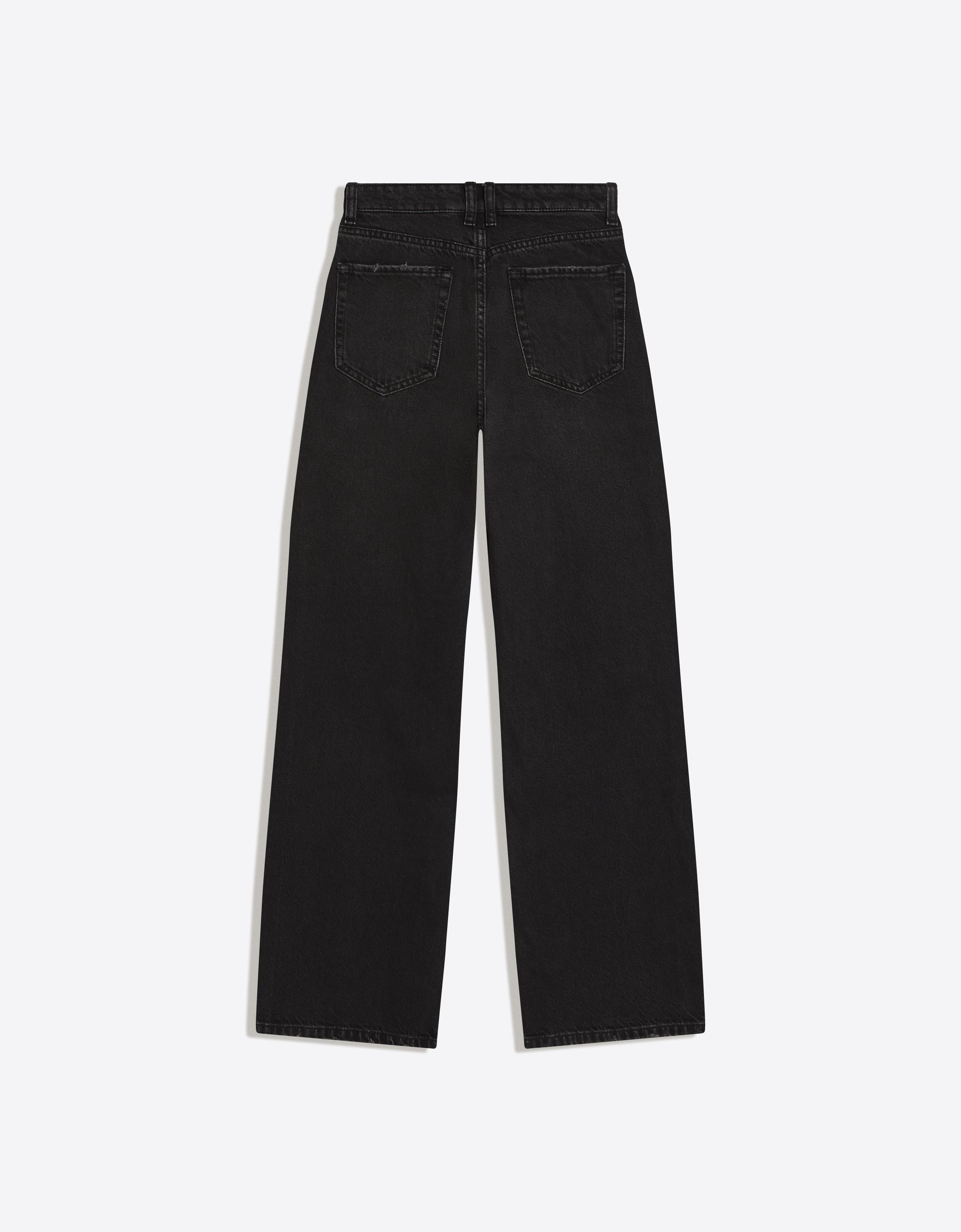 Bershka Yüksek bel distressed geniş paça jean görsel 3