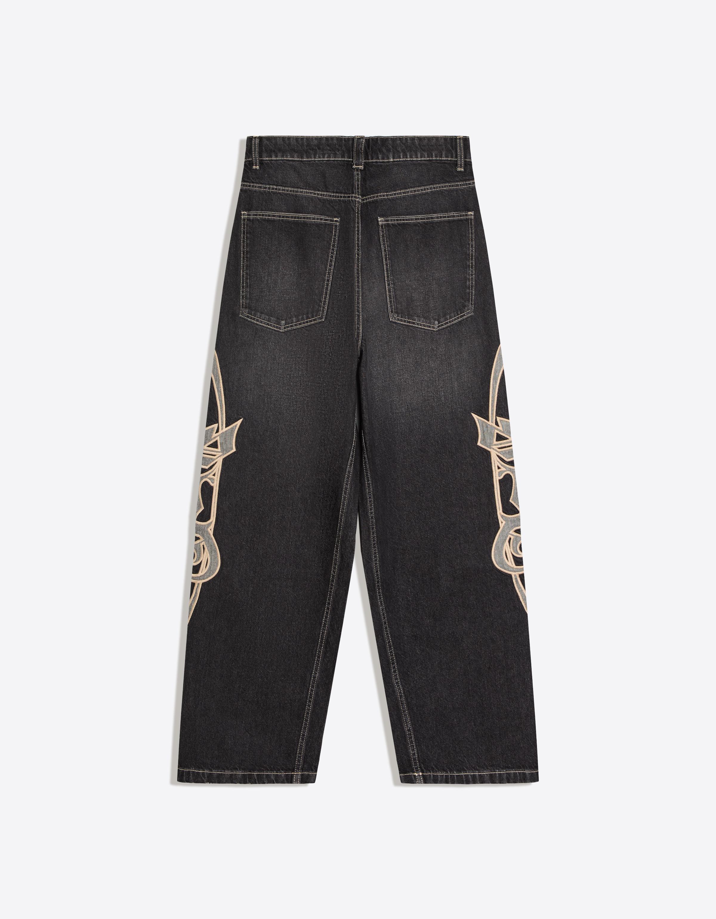 Super baggy jeans with side patches — Black