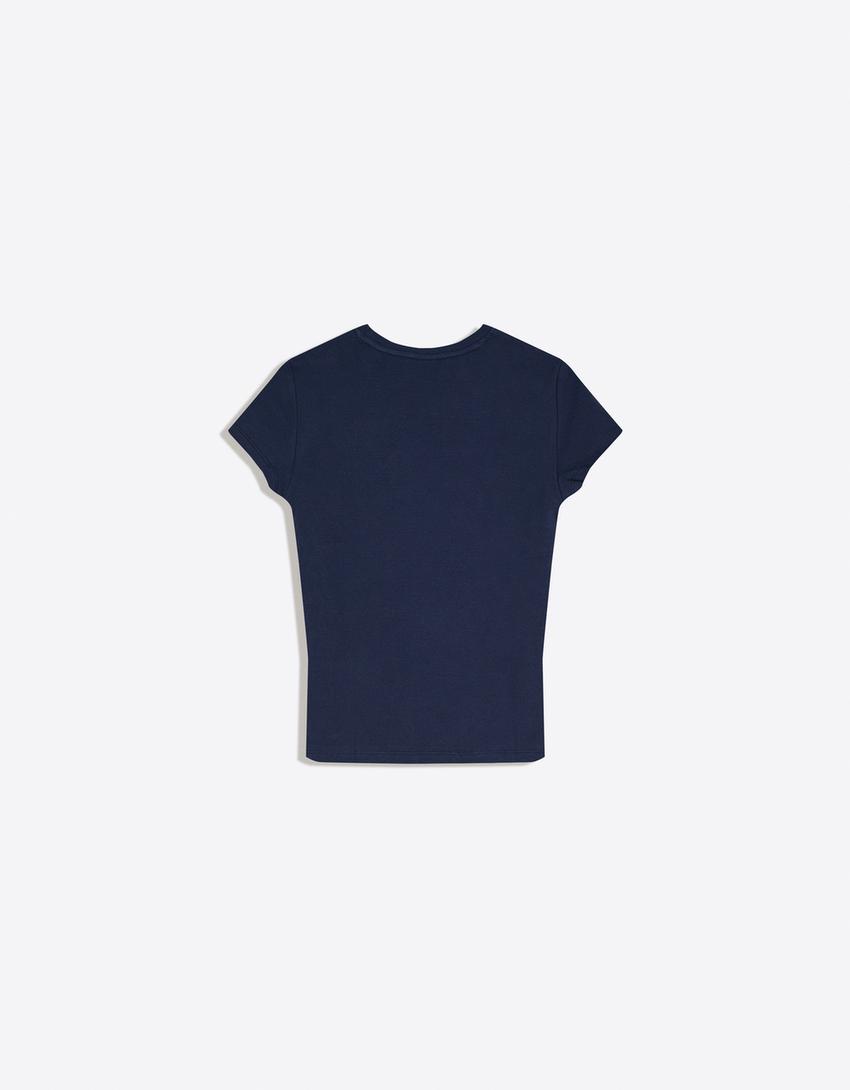 Rövid ujjú, mintás póló-Tengerészkék