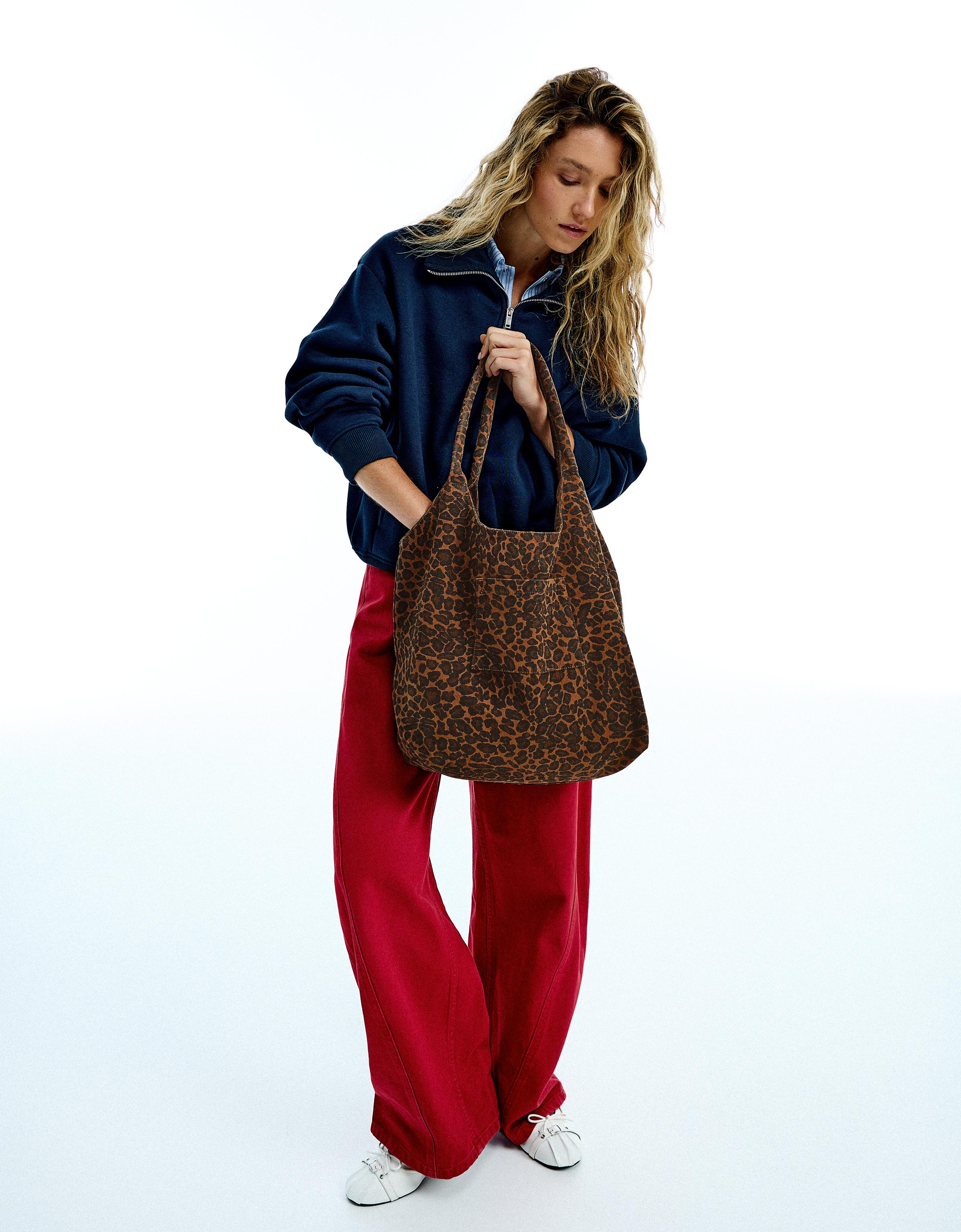 Printed twill bag — Brown