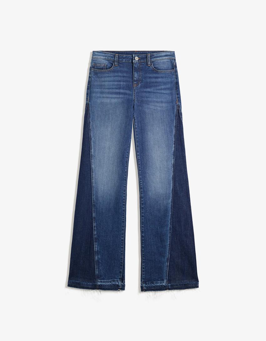 Contrast flared jeans-Light blue-3