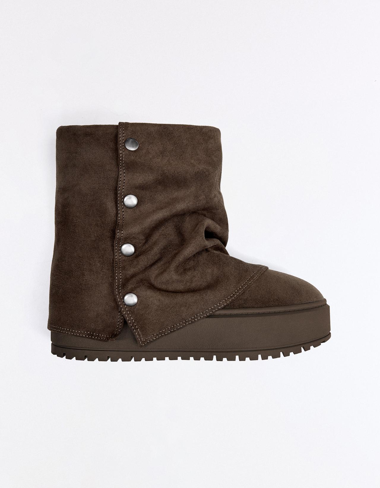 FUR-LINED TROUSER ANKLE BOOTS — Brown