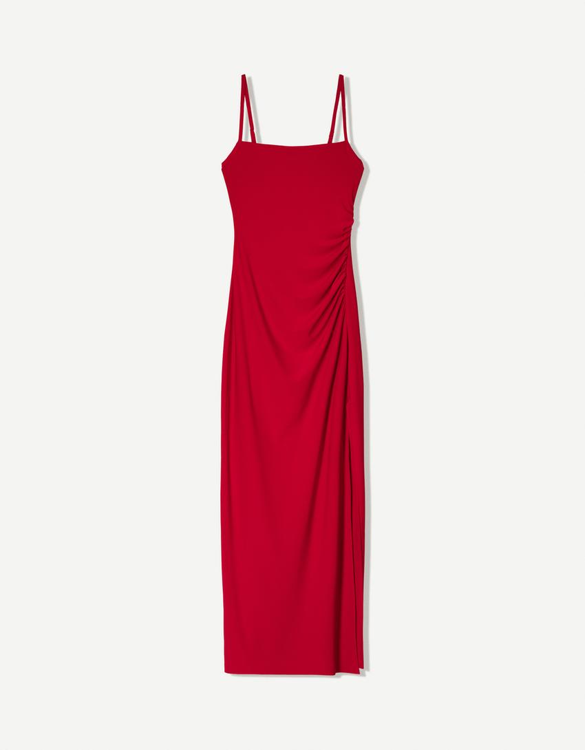 Vestido midi tirantes-Rojo