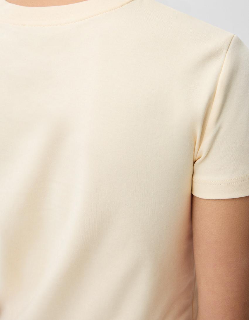 Camiseta manga corta heavy cotton-Beige