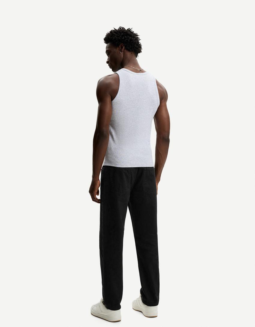 Straight fit jeans-Zwart