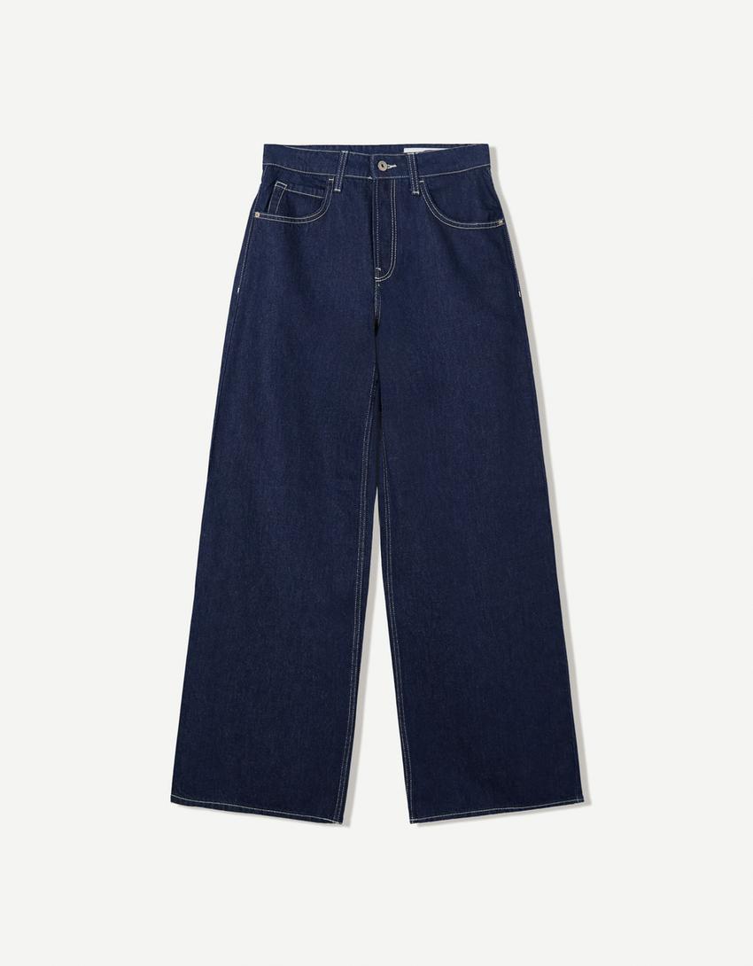Jeans met wijde pijpen-Marineblau