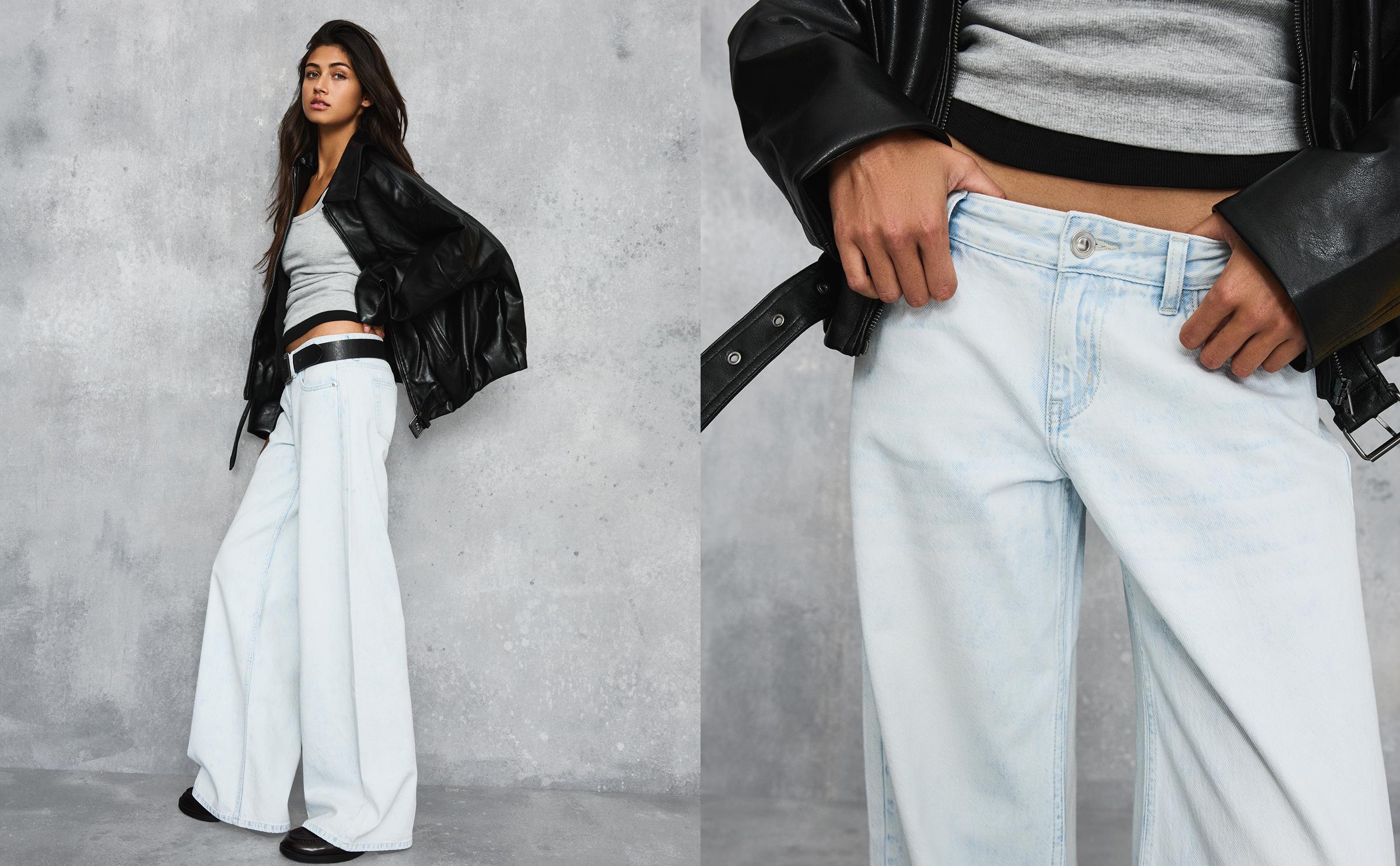 Geniş paça düşük bel jean - Görsel 82