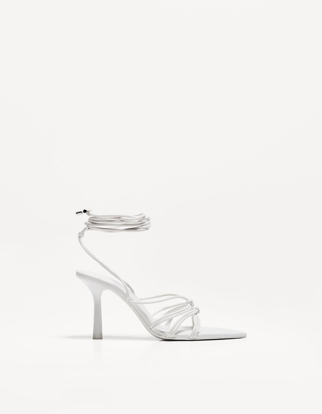 Tied heeled sandals