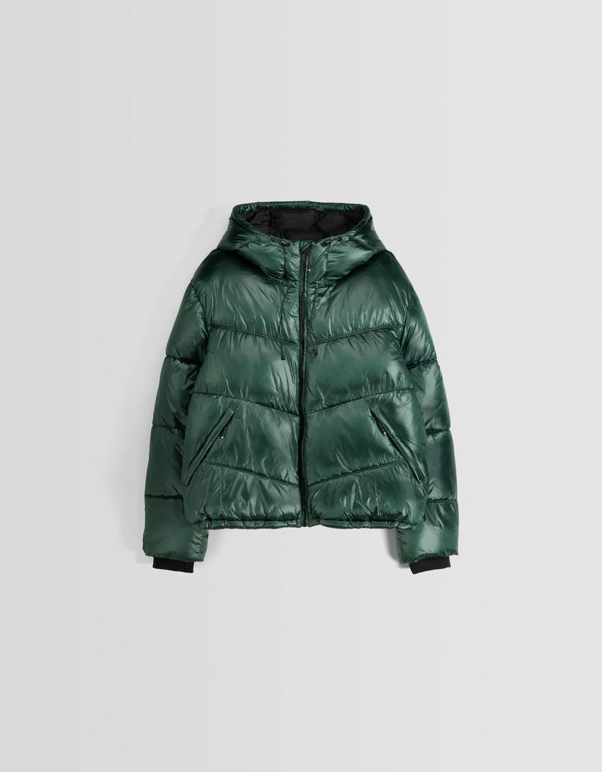 Shiny puffer jacket-Green