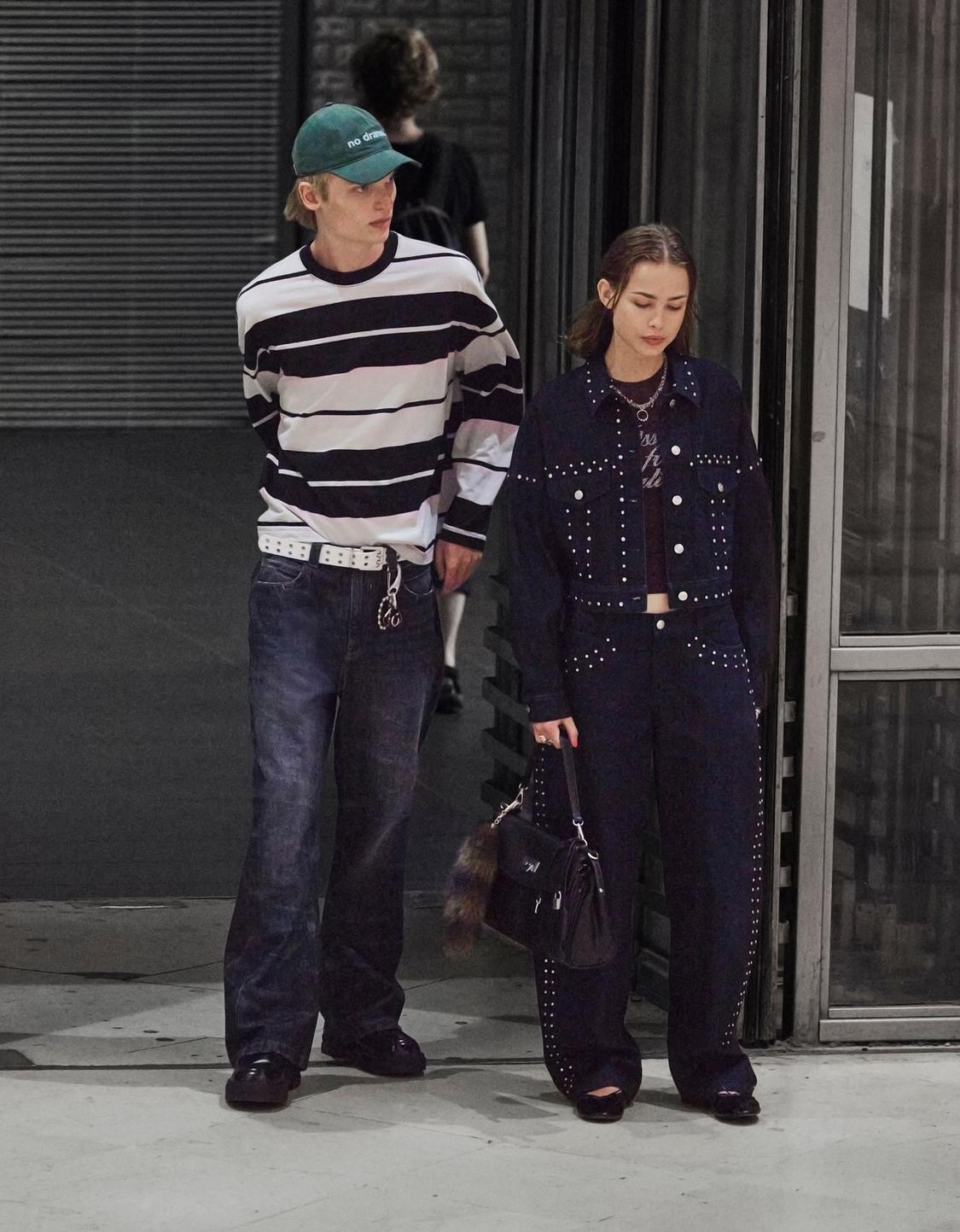 Cropped denim jacket with studs