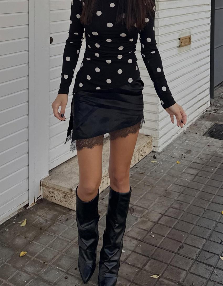 Long sleeve asymmetric T-shirt-White / Black