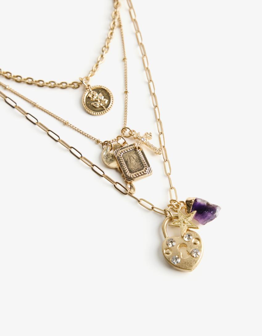 Lot de 3 colliers à pendentif-Or-1