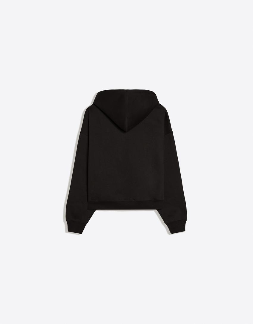 Felpa con cappuccio e zip-Nero