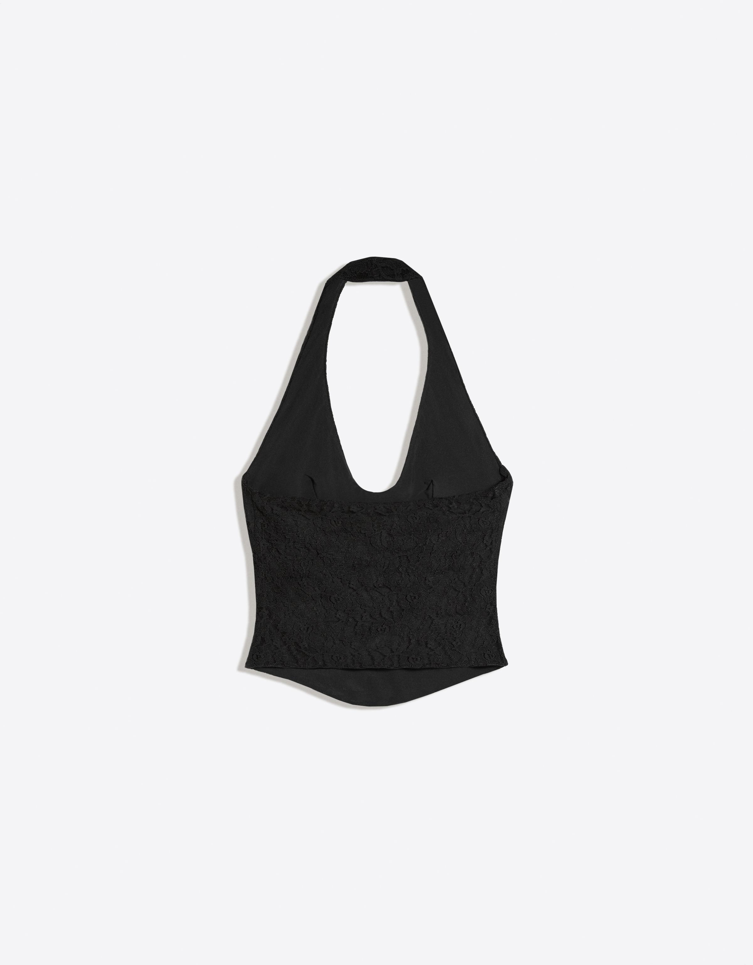 Lace corset halter top — Black