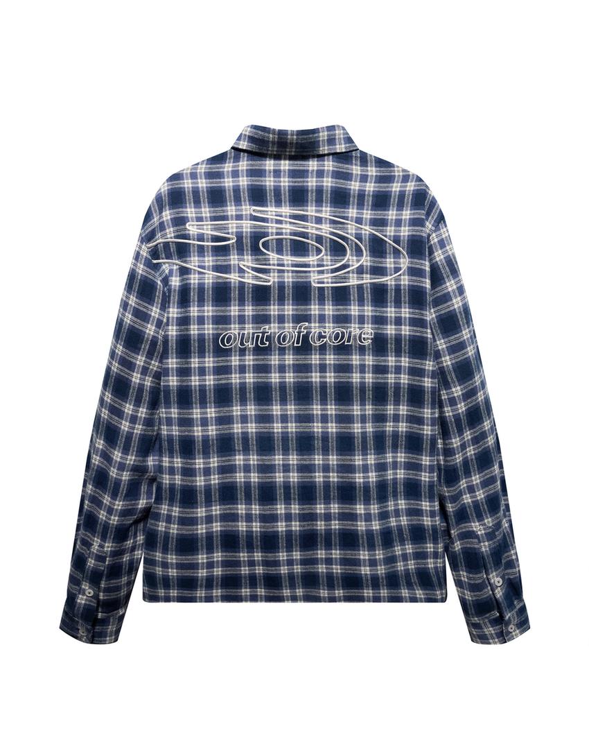 Boxy fit skjorte med tern og out of core-broderi-Blå