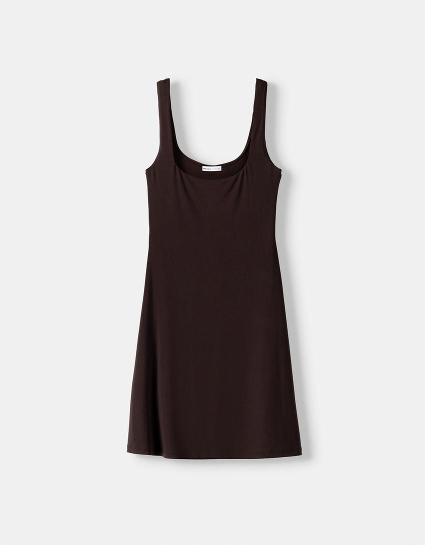 فستان تزلج قصير بحمالات-بني-5