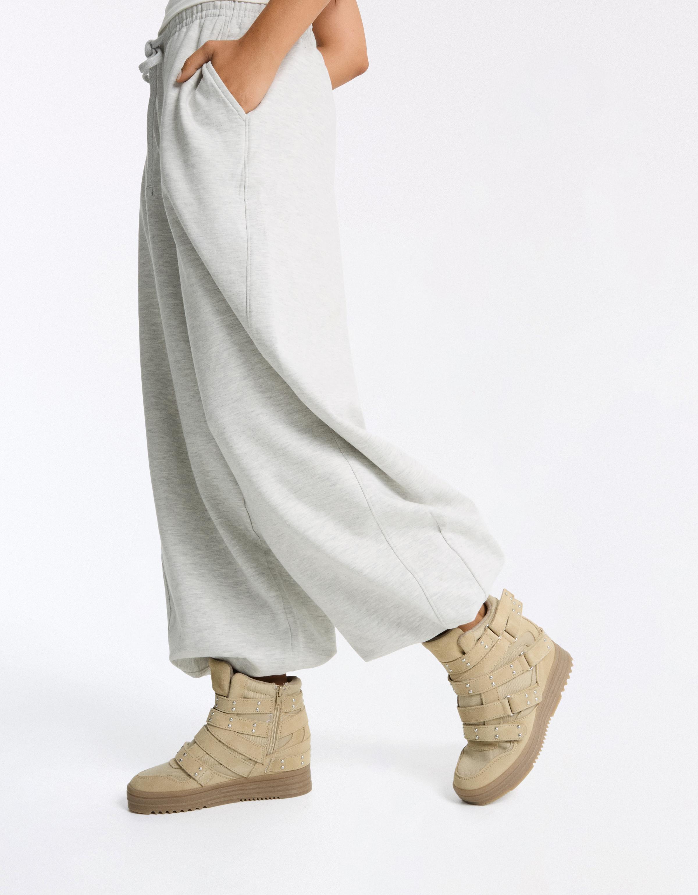 STUDDED HIGH-TOP TRAINERS — SAND