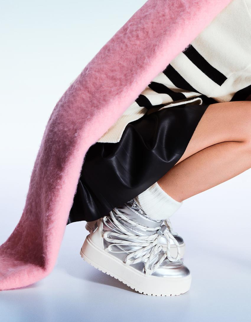 مجموعة التزلج- بوت مبطن برقبة للكاحل ونعل عال-رمادي-2