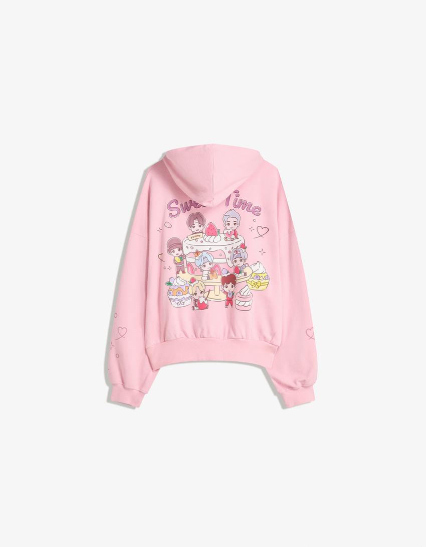 Capuchonsweater met TinyTAN-print-Roos-4