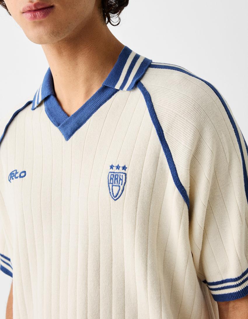 Polo sport rétro-Écru-5