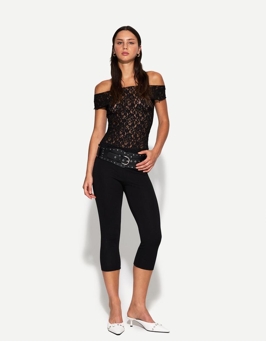 Body Donna Desigual Con Ricami Astrologici - Maniche Corte, Collo Alto, Nero - Foto 3