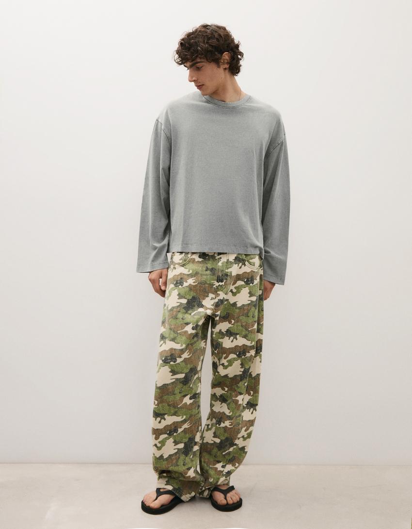 Camiseta manga larga boxy-Gris