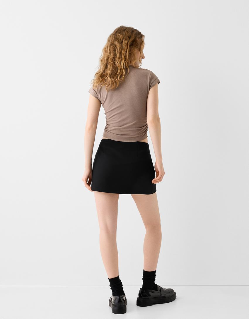 تنورة سكورت بقصة محبوكة-أسود-2