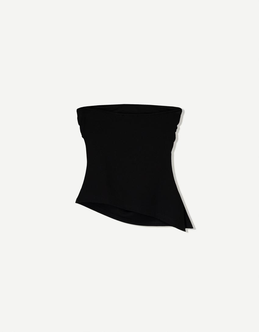 Top bandeau froncé-Noir