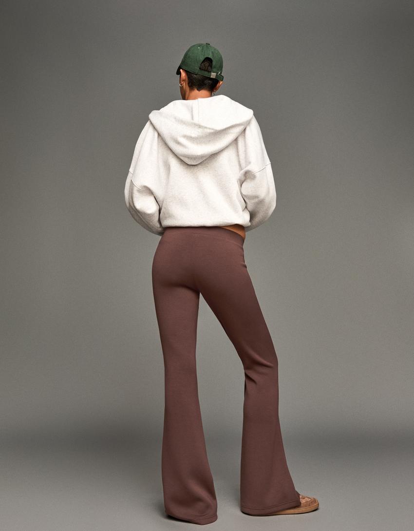 Pantalón flare soft con modal-Marrón-1