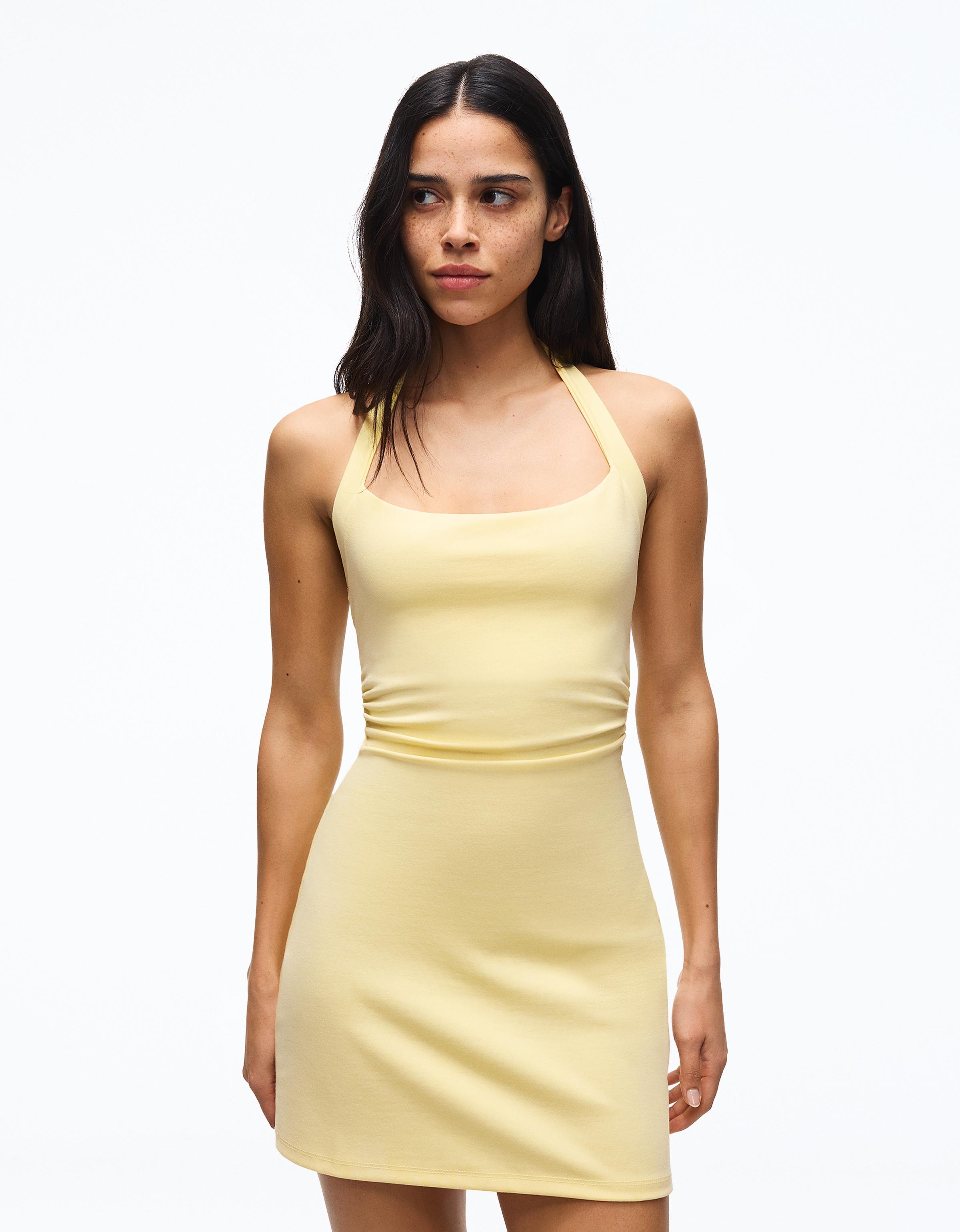 Mini halter neck dress — Yellow
