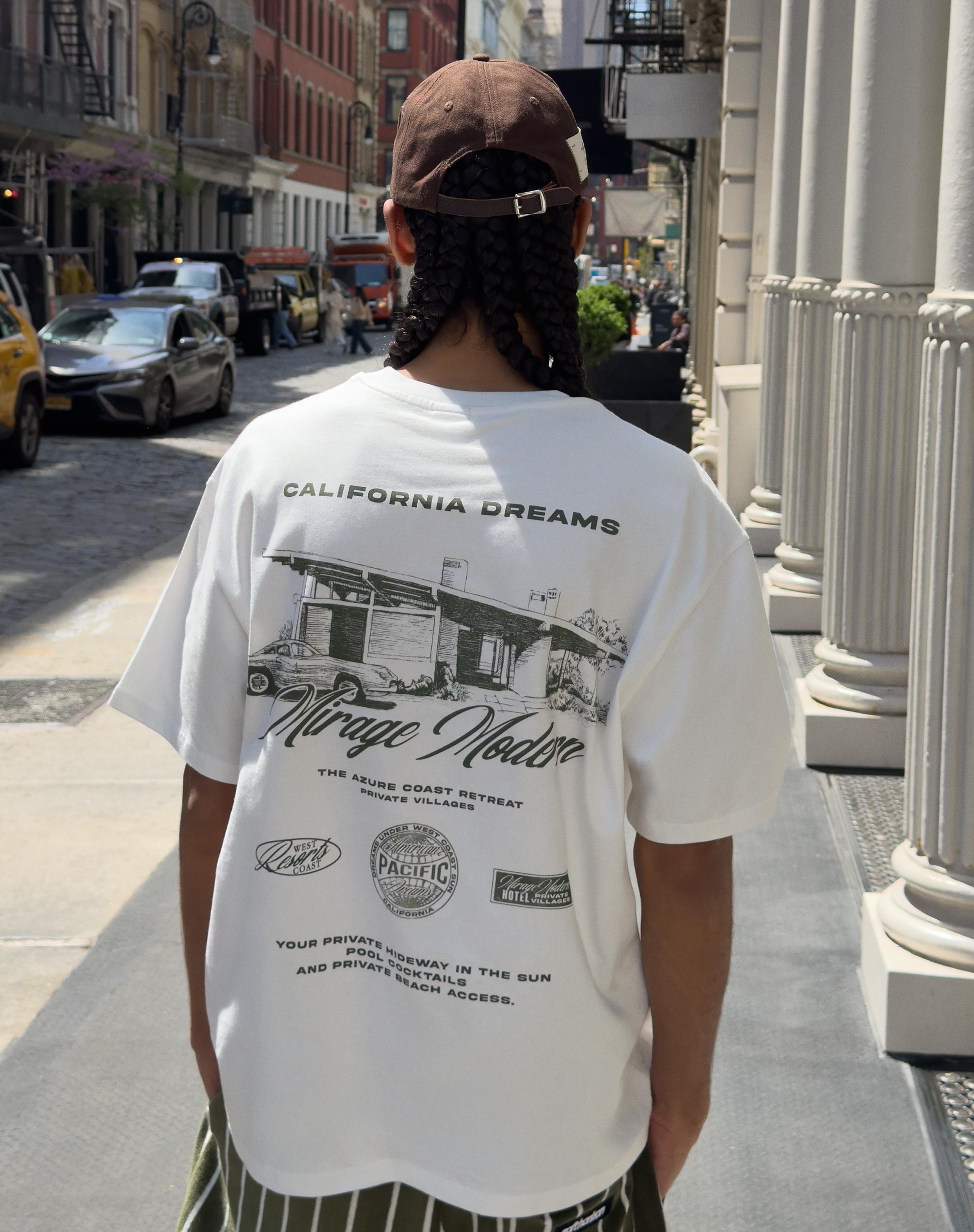 Camiseta Boxy Print Hombre S Blanco Roto