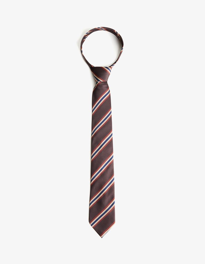 Striped tie-Brown-0