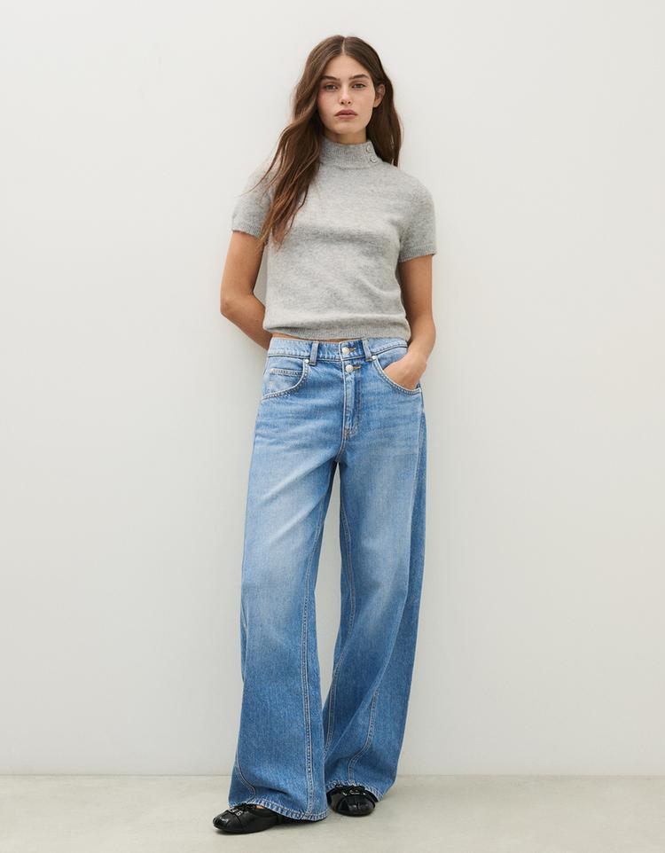 High-waist barrel jeans — Light blue